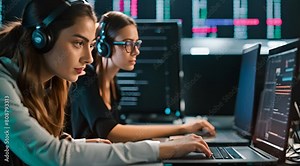Collaborative Source Code Analysis: Software Engineers Ensuring Cyber Security in the Server Room Stock Video