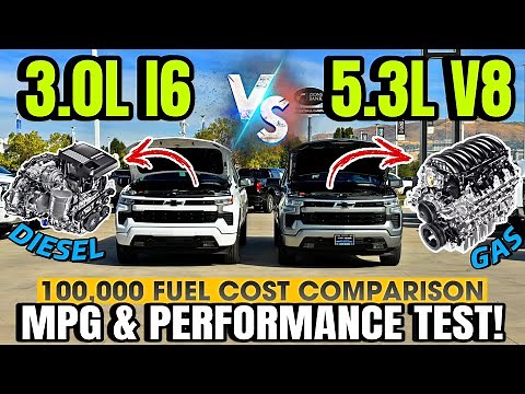 2025 Chevy Silverado 5.3L Gas VS 3.0L LZ0 Duramax MPG And Performance Test: Did The V8 Get Better?