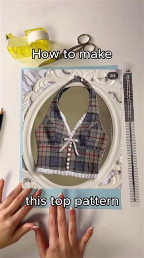 Kristina Sewista ✨ on Instagram: "How to make this cute halter top pattern tutorial 🫶🏼🤍 #patternmaking #patternmakingtutorial #sewingpattern #patterndrafting #sewing lets draft a summer top together: you start bei shifting the front darf towards the armhole. This creates a princess seam. Then you mark where the neckline should start (it’s below bust point/ around underbust area). Draw the neckline. For the halter part, measure the neckline of the back. You need to add that length to the front