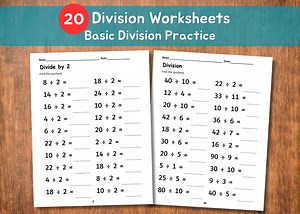 20 Division Worksheets | Basic Division Practice | Printable Math Worksheets With Answers | 3rd Grade & Homeschool - Etsy