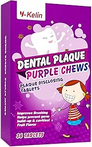 Dental Plaque Disclosing Tablets for Kids & Adults - Showing Plaque by Changing Color - Helps Teach Brushing Habits for Clean Teeth - 36 Count