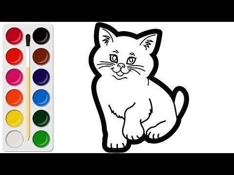 Cat Animals Coloring and Drawing Pages For Kids, Children, Toddlers