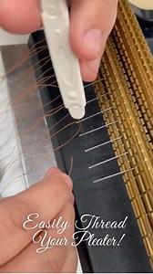 Easily thread your pleater with Aerial's favorite notion, Clover's Double Needle Threader (462)! You can find all our needle threaders by searching "Needle Threader" in the search bar on our website and make threading needles a breeze! #pleatingtip #sewingtip #sewingtipsandtricks #farmhousefabrics #pleater #cloverusa | Farmhouse Fabrics