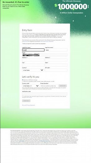 Microsoft Rewards 7 FREE ENTRIES for $1,000,000 #shorts