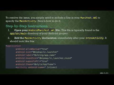 Resolving the MainActivity Declaration Issue in Android Manifest
