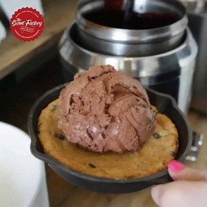 11K views · 110 reactions | This is how our weekend went!  What about yours? Skillet Cookie with Chocolate Nutella Ice Cream and house special fudge sauce drizzles! | The Sweet Factory | Facebook