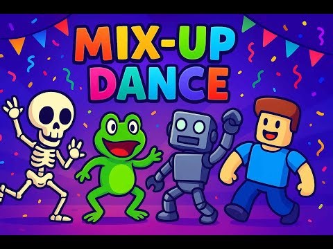 Mix-Up Dance Party 💃🦴🐸🤖 Skeleton, Frog, Robot & Roblox Animation