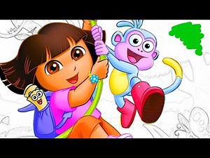 Coloring Dora the Explorer with Boots in the Jungle Coloring Pages video for Children
