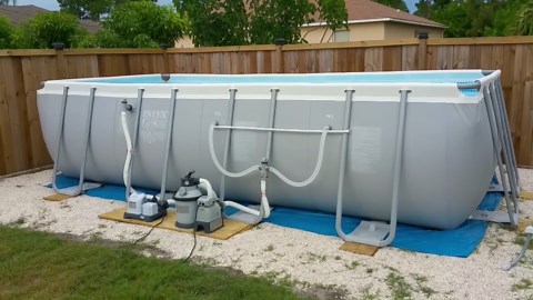 Intex 18x9x52 Ultra Frame Rectangular Swimming Pool - installation