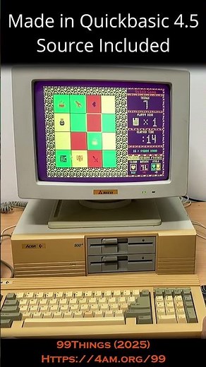 "99Things" – 2025 MS-DOS Game for IBM-PC's with CGA Graphics w/ QuickBasic 4.5 Source. #shorts