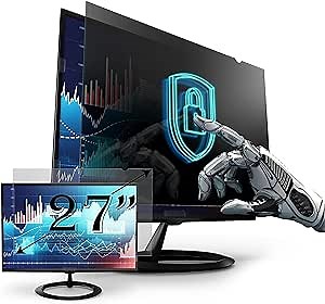 Premium Privacy Screen Filter for 27 Inches Desktop Computer Monitor with Aspect Ratio 16:9. Screen Protector Size is 23.54 inch width x 13.27 inch height. Anti Glare and Anti Blue Light Protection