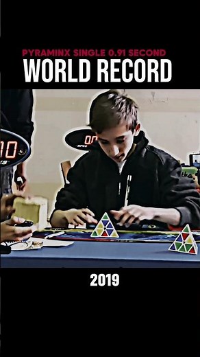 Official 2019 pyraminx cube world record single 0.91 second #rubikscube #shorts #relatable