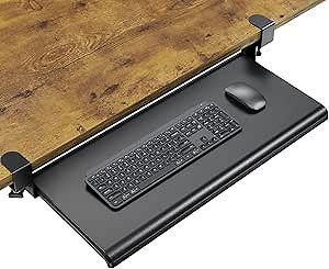 Amazon.com : HUANUO Keyboard Tray Under Desk, Ergonomic Large Keyboard Tray with C Clamp, Updated Metal Slide Rail Keyboard Tray Mouse Tray, Pull Out Platform Computer Drawer for Typing, 27.5" W x 12.2" D, Black : Office Products