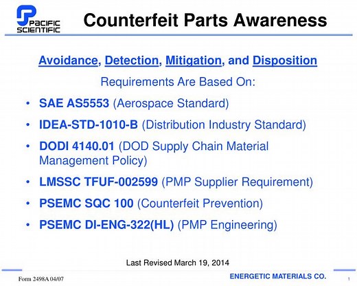 Counterfeit Parts Awareness - SlideServe