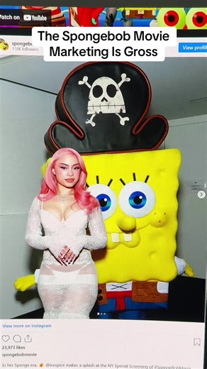 Controversial Ice Spice Outfit at SpongeBob Movie Premiere