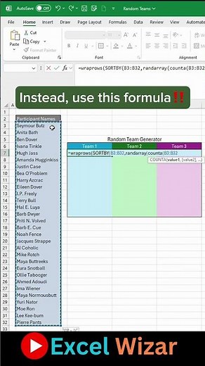 Mastering Excel: Create a Random Team Generator | Step-by-Step Tutorial #exceltips #smartexcel