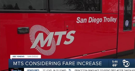 MTS considering trolley and bus fare increase