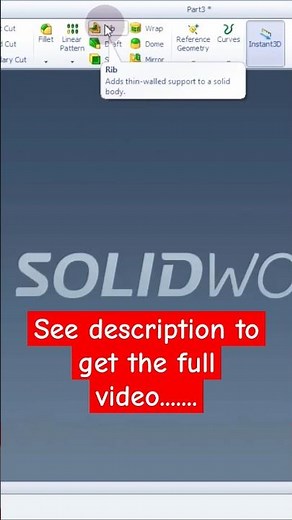 Solidworks Rib Features Tutorial for beginners #solidworks #ribs #tutorial