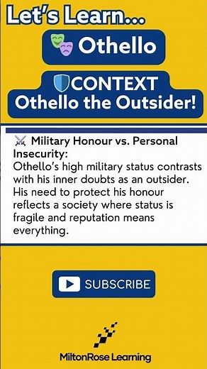 👁️🌍 Othello: THE OUTSIDER FIGURE Explained in 60 Secs! | #ALevelEnglish #Othello #Shakespeare