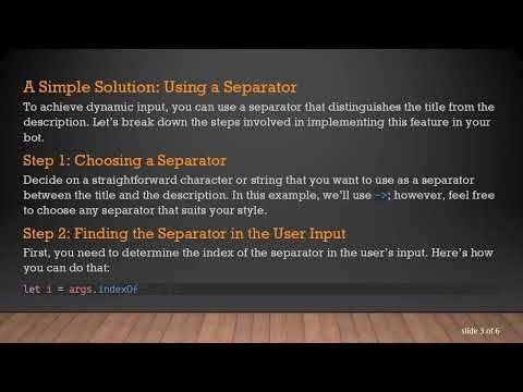 Enhance User Experience with Dynamic Embed Input in Discord.js Bots