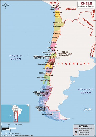 Chile Regions and Capitals List and Map | List of Regions and Capitals in Chile