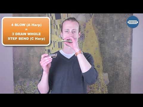 Super neat trick to play the 3 draw whole step bend in tune using another harmonica