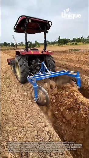 Tractor trenching: digging trenches in a field with a tractor