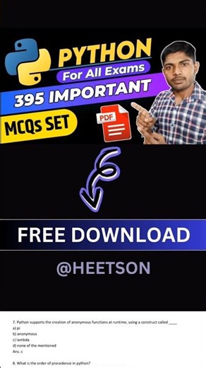 Python MCQ Questions and answers (MCQs Question PDF for competitive exams like TCS, O level)