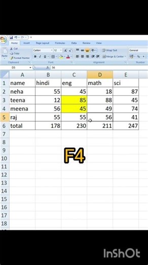 Cell fill color Shortcut key🔑 in Ms Excel #shorts