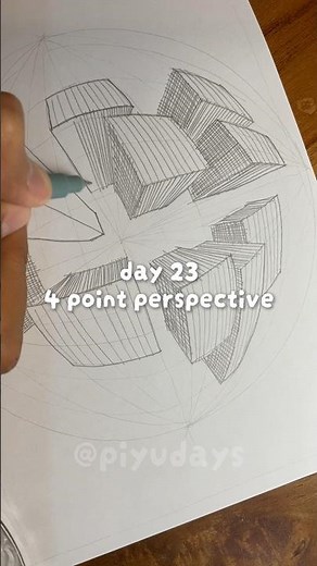 Day 23 - Drawing 4 point perspective #art #drawing #practice