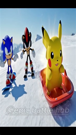 Sonic & Shadow vs Pikachu & Stitch: The Snow Race! ❄️🏂