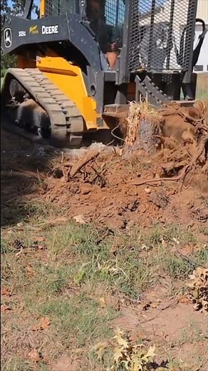 Tree Puller Makes Quick Work of this 14" Stump #stumpremoval #johndeere #skidsteer #farmlife