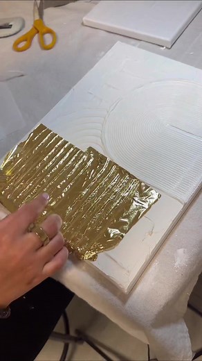 Golden leaf at work #art #texturedart #diy #plasterart