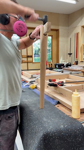 Chris Gibson on Instagram: "Just a pretty straightforward table leg attachment, definitely no surprise issues to work out. That tail will be cut flush to the leg once it’s glued up, but it definitely helped me gently bash it into place. ##DiningTable #WhiteOakTable #whiteoak #Joinery #BridalJoint #HandCutJoinery #CustomFurniture #CustomWoodworking #Woodworking #woodshoplife #SmallBatchFurniture #FurnitureMaker"