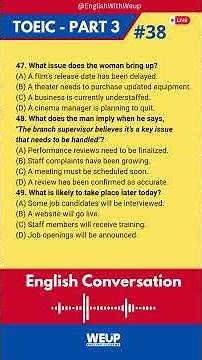TOEIC Listening Practice No.38 | Part 3 Conversations | TOEIC対策
