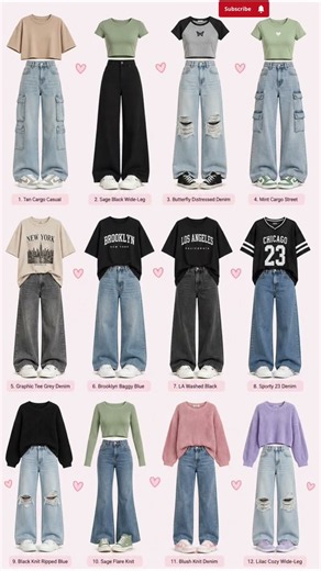 12 Trendy Jeans Outfit Ideas for Women | Crop Tees, Graphic Shirts & Cozy Knit Looks ✨ #shorts