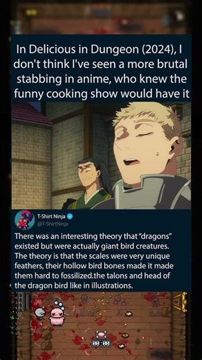 In Delicious in Dungeon (2024), I don't think I've seen a more brutal