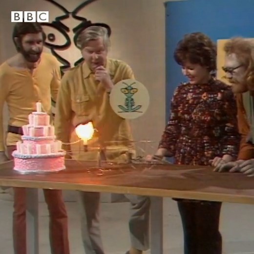 #OnThisDay 1972: Tony Hart, Pat Keysell and the 'Vision On' team celebrated their 100th episode. The programme was made for deaf and hearing children, and featured art, mime, music and animations. | BBC Archive
