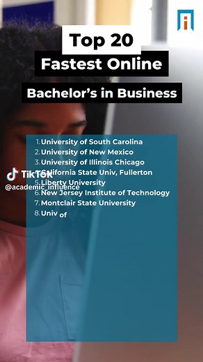 Which colleges have the fastest online bachelor’s degree program in business? Students can finish these degrees in less than 3 years! The fastest accelerated business degrees online are perfect for working professionals, adult learners, and traditional students who just want to get on with life. #college #collegestudent #onlineschool #bachelorsdegree #businessclass #libertyuniversity #montclairstateuniversity #universityofsouthcarolina #universityofillinoisatchicago #universityofnewmexico #canva