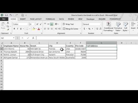 How to insert a line break in the same cell in Excel