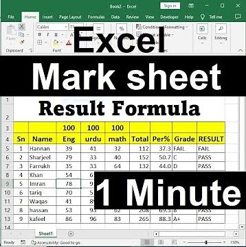 How to Make sheet Result Formula in Excel | Create a Result formula in Excel