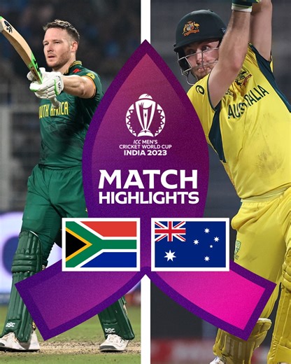 4.1M views · 149K reactions | A game for the ages  Australia hung on in a tense thriller at the Eden Gardens to go through to the finals 勞 Catch some riveting action in the match highlights  #SAvAUS #CWC23 | ICC - International Cricket Council | Facebook