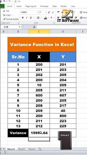 How to Use the VAR Function in Excel | Calculate Variance Easily 🔥 #excel #exceltips ‪@ITSoftwares‬