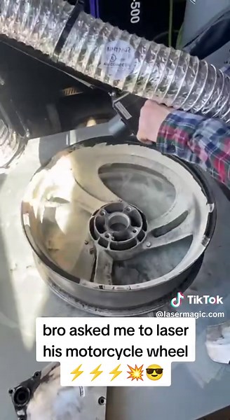 Motorcycle Wheel Refurbishing with Pulsed Laser