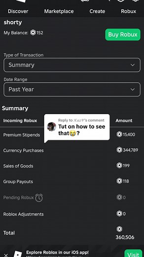 Cómo revisar tus transacciones de Robux en Roblox