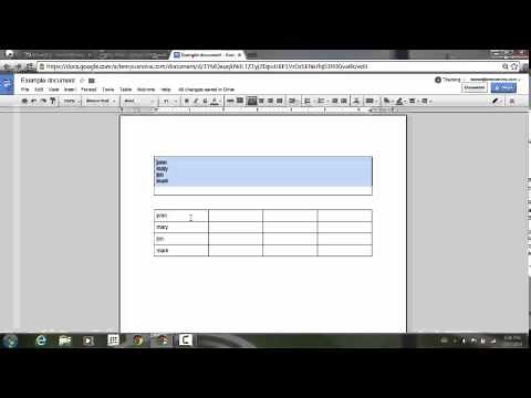 Table cell merging in Google Docs
