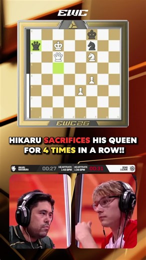 Hikaru sacrifices queen four times in insane EWC endgame