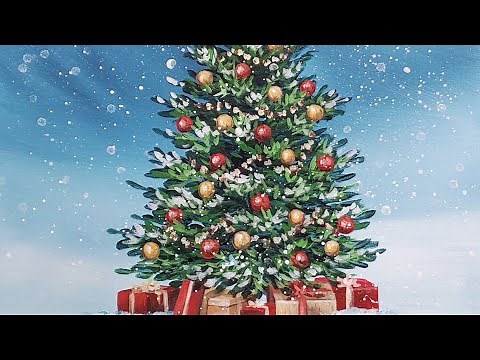 Christmas Tree Acrylic Painting LIVE Tutorial