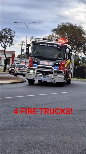 4 Fire trucks turning out to structure fire