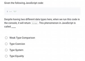 Given the following JavaScript code:5==4"′Despite having two... | Filo